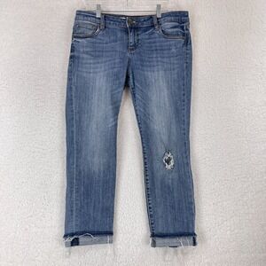 Kut from the Kloth Boyfriend Mid-Rise Jeans‎ Womens Roll Cuff Crop Size 8P